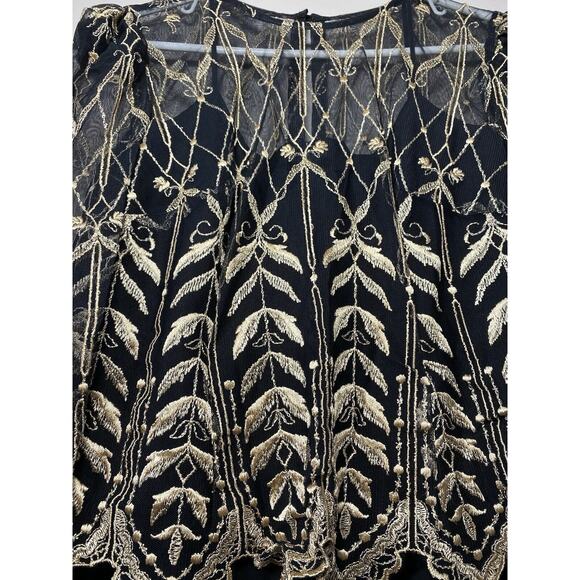 Cachet by Bari Protas Vintage Dress Women's Size 6 Embroidery Asymmetrical Sheer - Picture 8 of 11